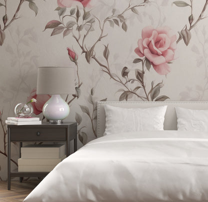 Removable Wallpaper, Cute Flower Design Pink Floral - Peel & Stick, Reusable, Self Adhesive, 26" Panels, Easy Install, Seamless