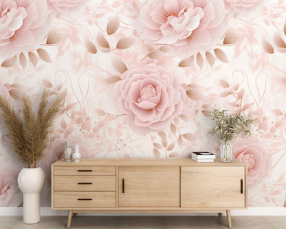 Removable Wallpaper, Flower Design Pink Floral - Peel & Stick, Reusable, Self Adhesive, 26" Panels, Easy Install, Seamless