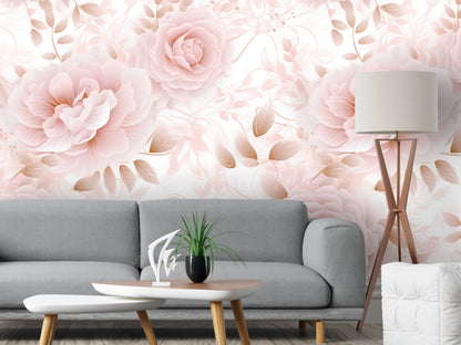 Removable Wallpaper, Flower Design Pink Floral - Peel & Stick, Reusable, Self Adhesive, 26" Panels, Easy Install, Seamless