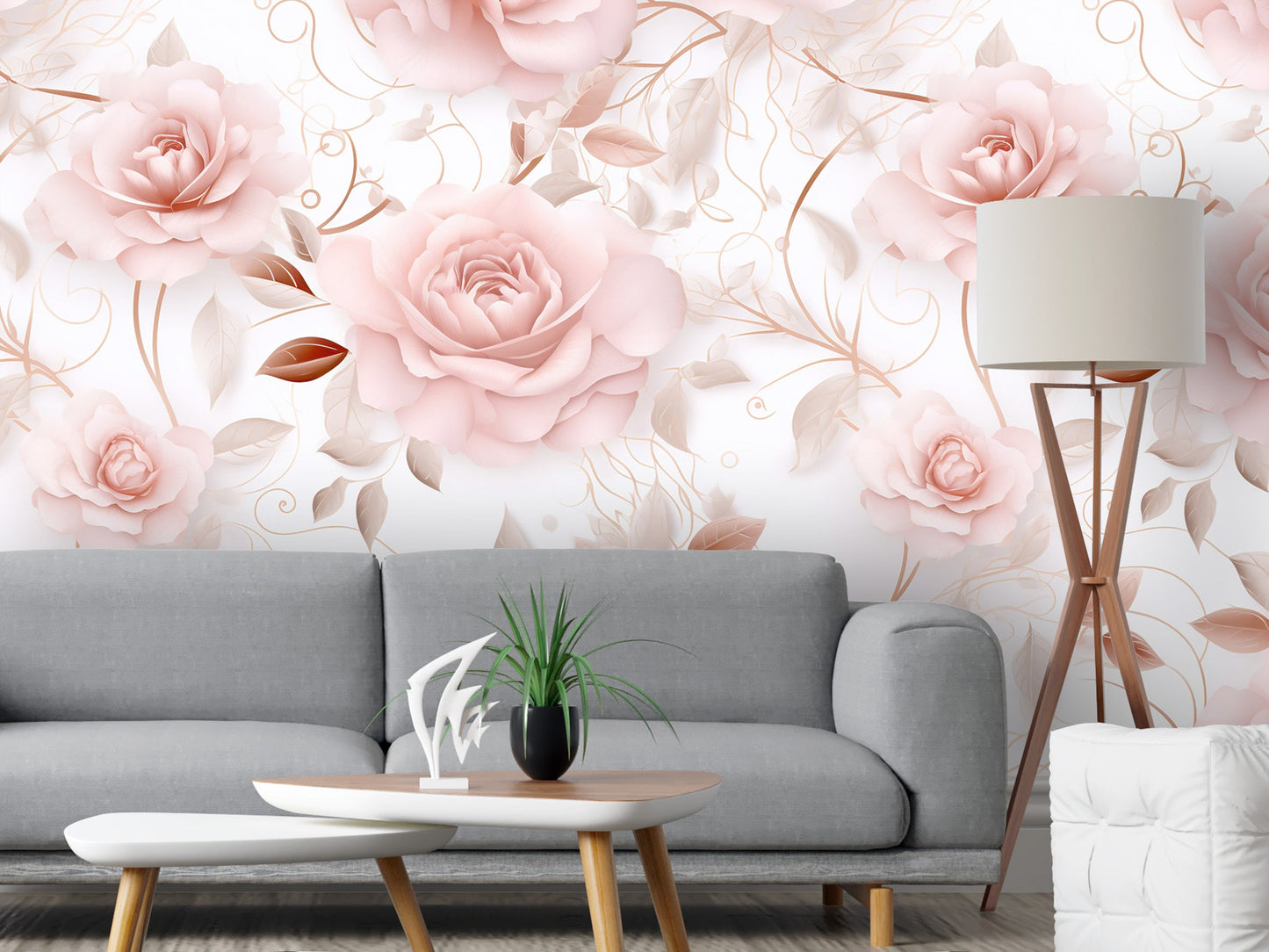 Removable Wallpaper, Flower Design Floral Pink - Peel & Stick, Reusable, Self Adhesive, 26" Panels, Easy Install, Seamless