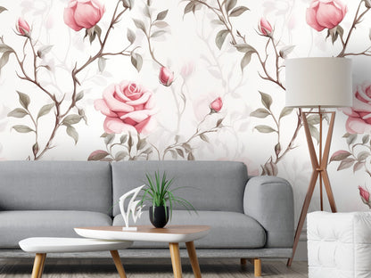 Removable Wallpaper, Cute Flower Design Pink Floral - Peel & Stick, Reusable, Self Adhesive, 26" Panels, Easy Install, Seamless