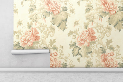 Removable Wallpaper, Beautiful Flower Design Pink Floral - Peel & Stick, Reusable, Self Adhesive, 26" Panels, Easy Install, Seamless