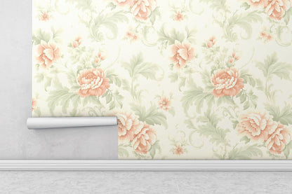 Removable Wallpaper, Beautiful Flowers Design Pink Floral - Peel & Stick, Reusable, Self Adhesive, 26" Panels, Easy Install, Seamless