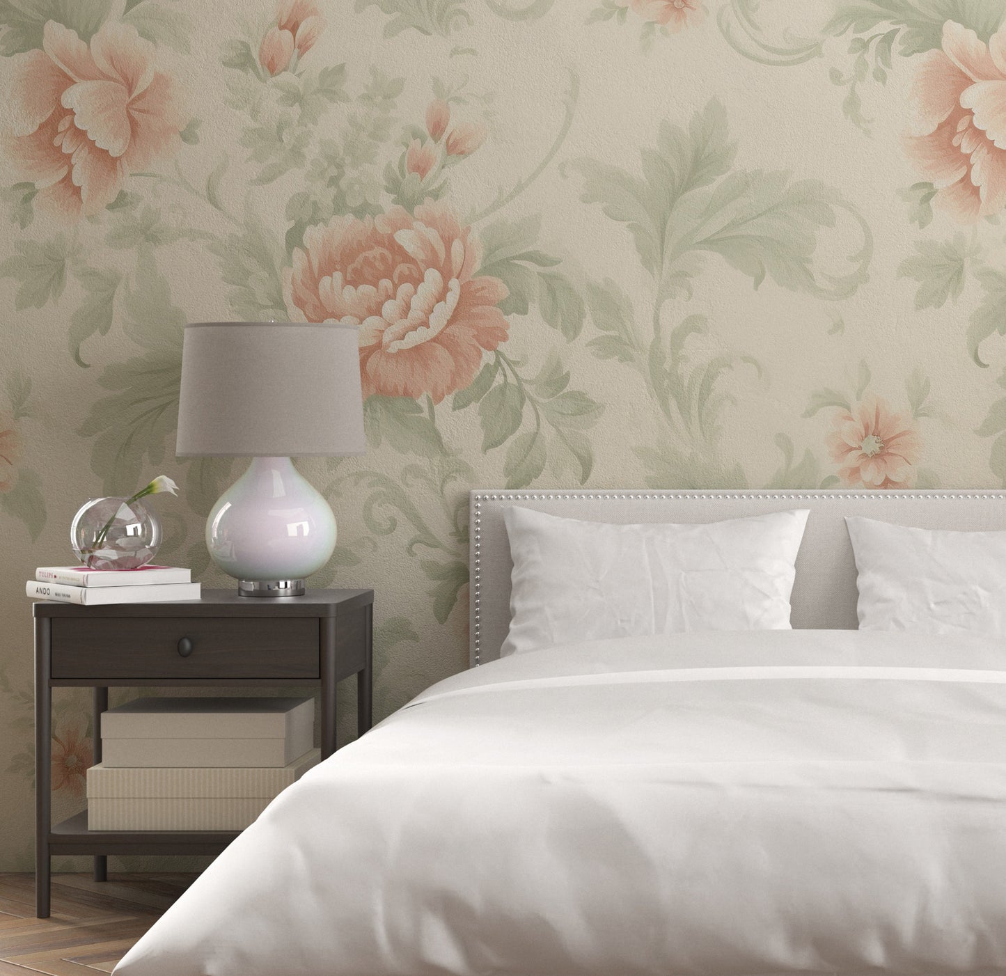 Removable Wallpaper, Beautiful Flowers Design Pink Floral - Peel & Stick, Reusable, Self Adhesive, 26" Panels, Easy Install, Seamless