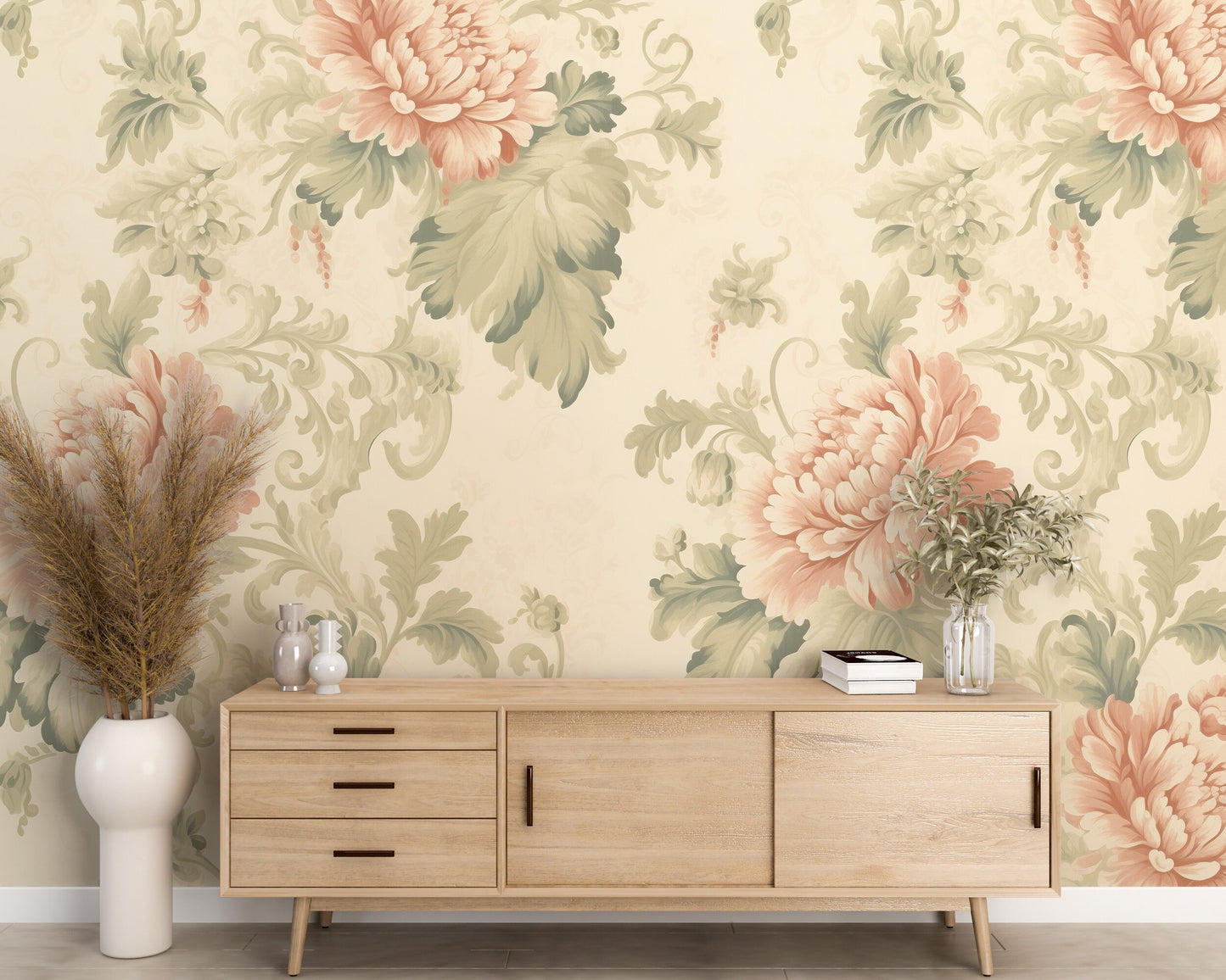 Removable Wallpaper, Beautiful Flower Design Pink Floral - Peel & Stick, Reusable, Self Adhesive, 26" Panels, Easy Install, Seamless