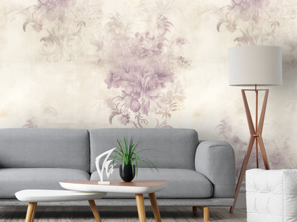 Removable Wallpaper, Purple Flowers Floral - Peel & Stick, Reusable, Self Adhesive, 26" Panels, Easy Install, Seamless