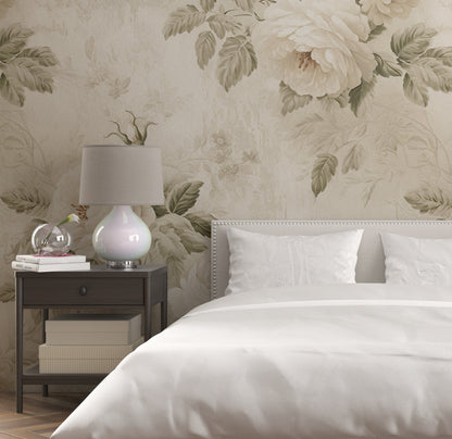 Removable Wallpaper, Cute White Flowers Floral - Peel & Stick, Reusable, Self Adhesive, 26" Panels, Easy Install, Seamless