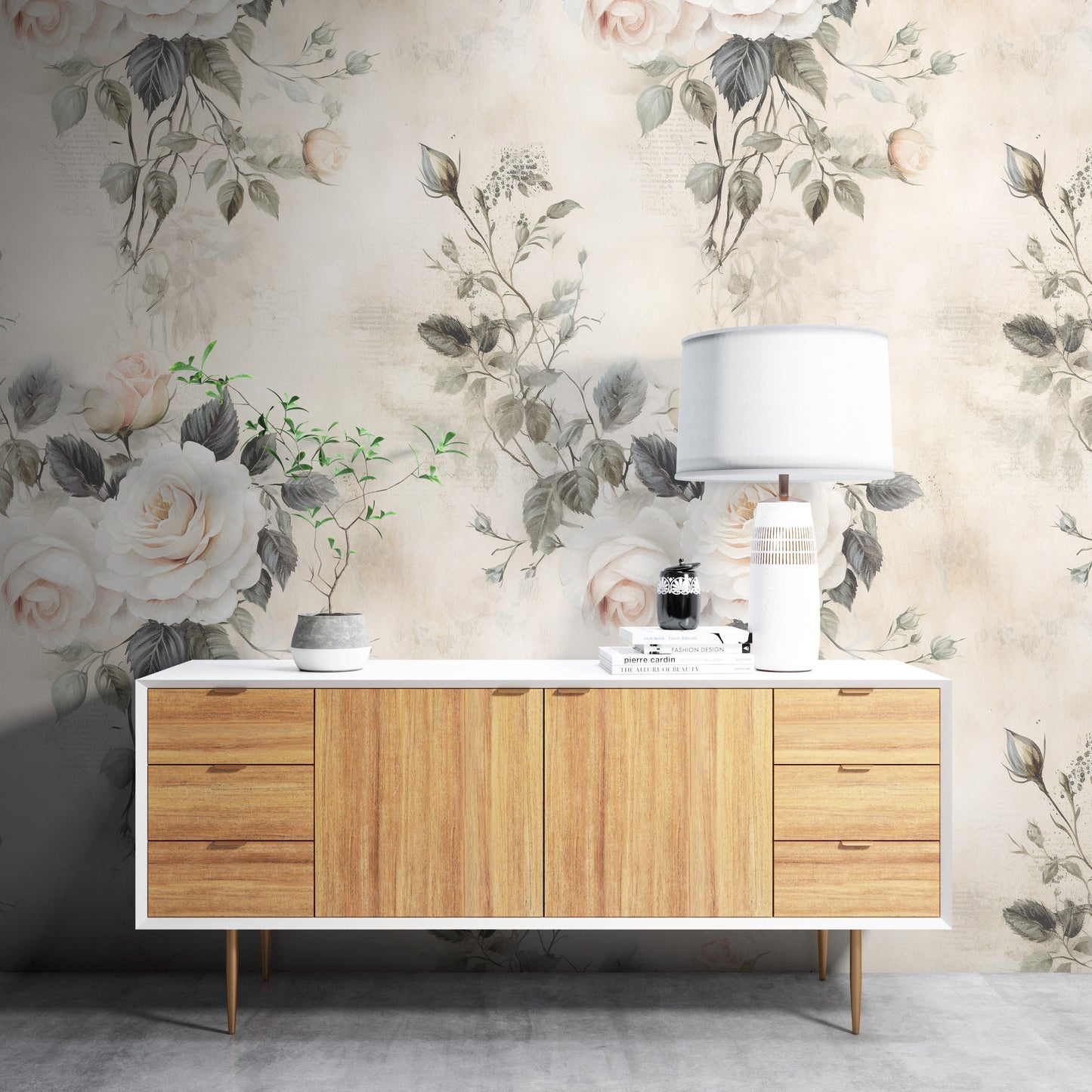 Removable Wallpaper, Cute White Flowers Floral Design - Peel & Stick, Reusable, Self Adhesive, 26" Panels, Easy Install, Seamless