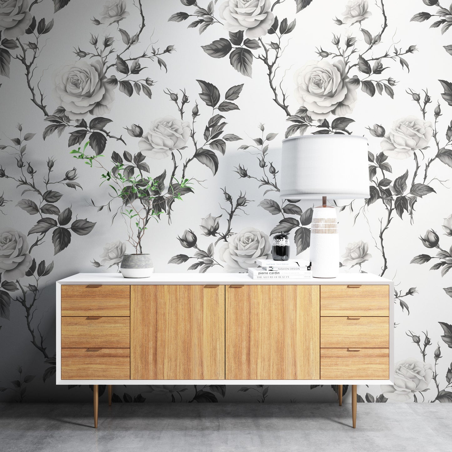 Removable Wallpaper, Beautiful White Flowers Floral Design - Peel & Stick, Reusable, Self Adhesive, 26" Panels, Easy Install, Seamless