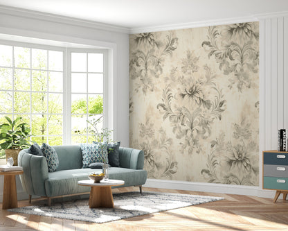 Removable Wallpaper, White Floral Flower Design - Peel & Stick, Reusable, Self Adhesive, 26" Panels, Easy Install, Seamless