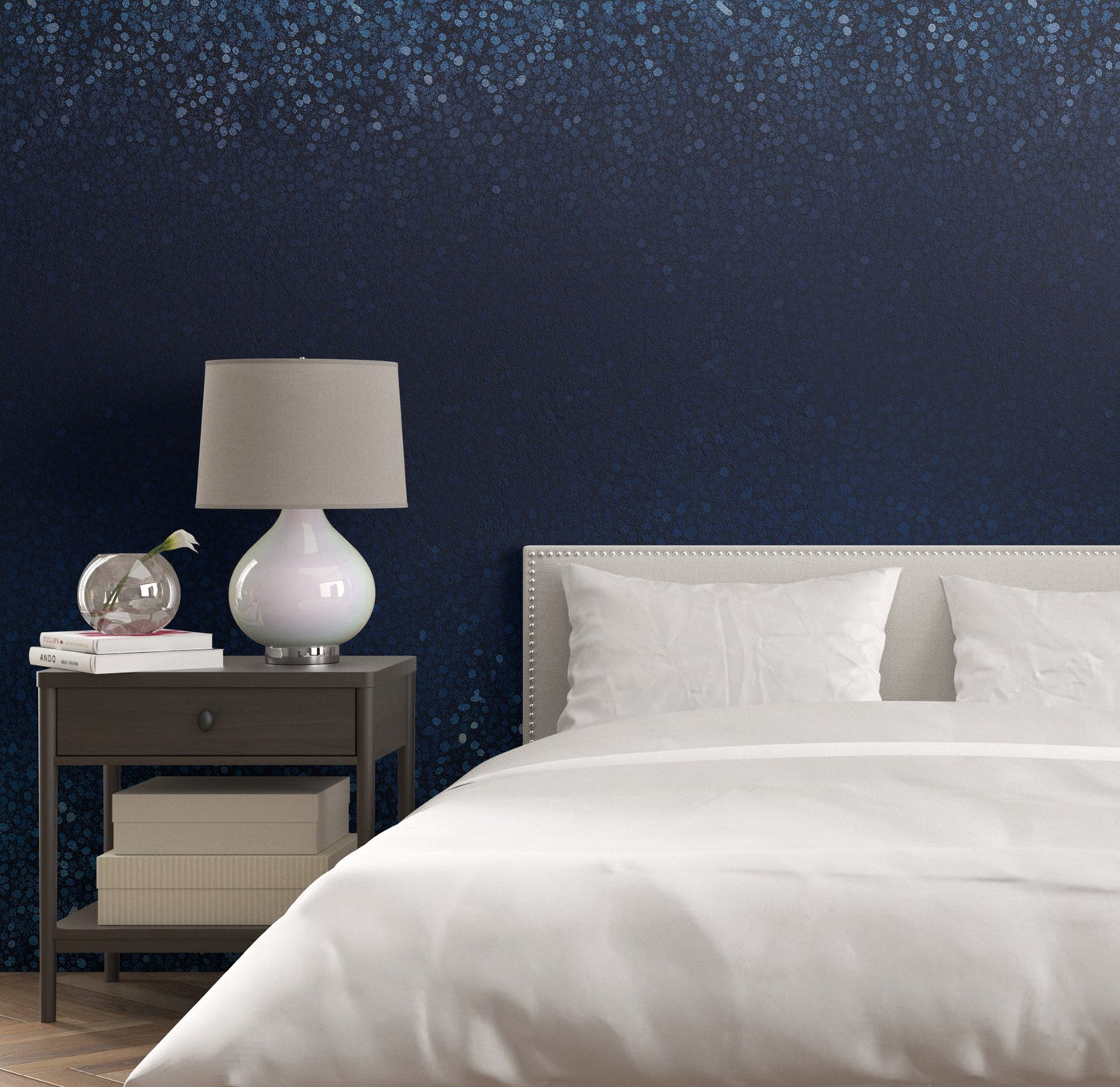 Removable Wallpaper, Blue Glitters Design - Peel & Stick, Reusable, Self Adhesive, 26" Panels, Easy Install, Seamless