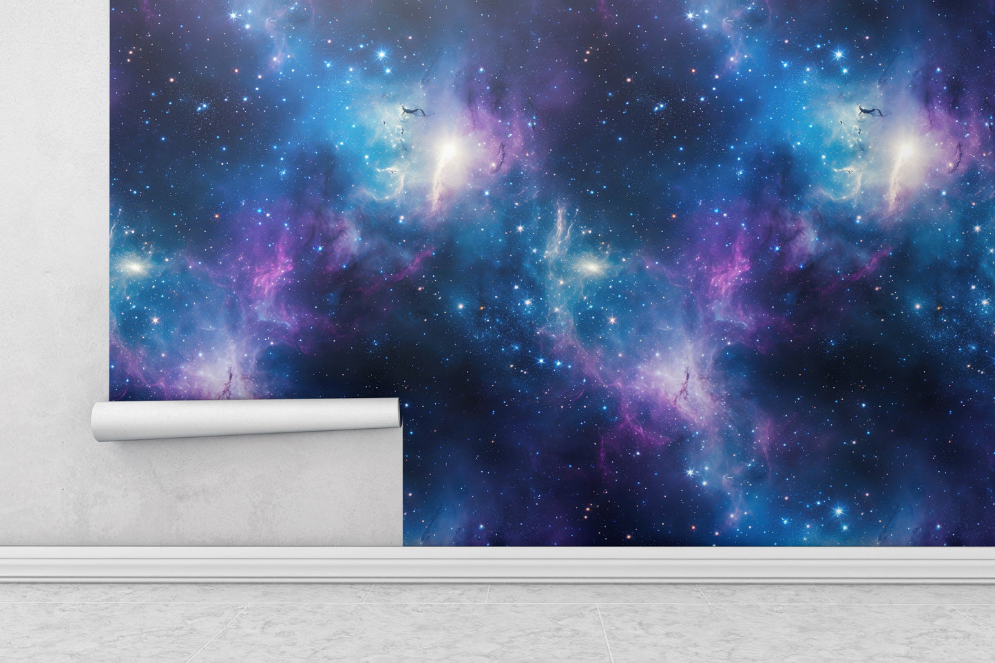 Removable Wallpaper, Blue and Pink Galaxy Design - Peel & Stick, Reusable, Self Adhesive, 26" Panels, Easy Install, Seamless