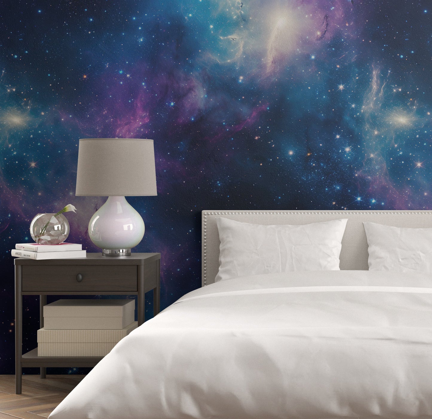 Removable Wallpaper, Blue and Pink Galaxy Design - Peel & Stick, Reusable, Self Adhesive, 26" Panels, Easy Install, Seamless