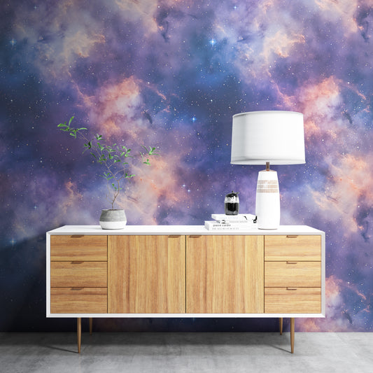 Removable Wallpaper, Dark Blue Galaxy Design - Peel & Stick, Reusable, Self Adhesive, 26" Panels, Easy Install, Seamless