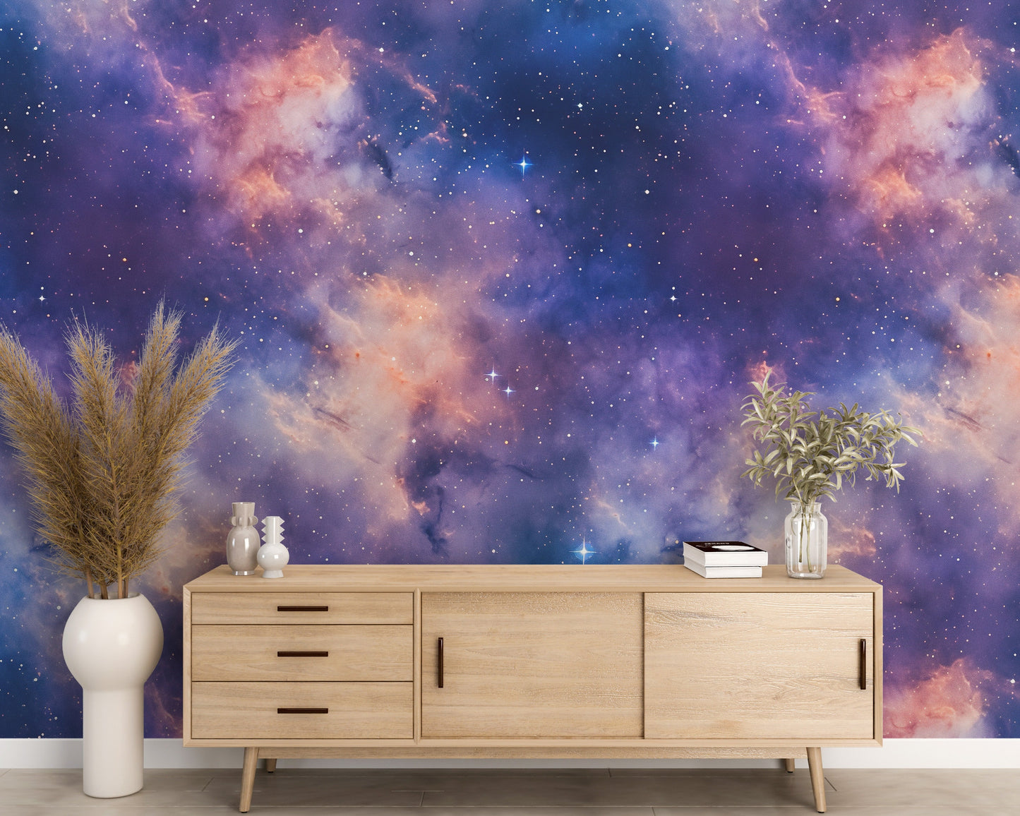 Removable Wallpaper, Dark Blue Galaxy Design - Peel & Stick, Reusable, Self Adhesive, 26" Panels, Easy Install, Seamless