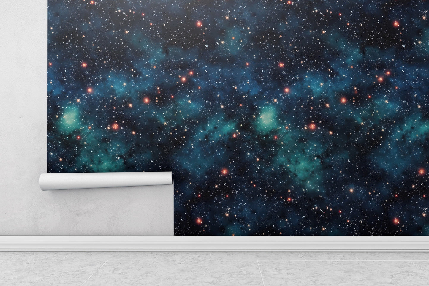 Removable Wallpaper, Black Galaxy Design - Peel & Stick, Reusable, Self Adhesive, 26" Panels, Easy Install, Seamless