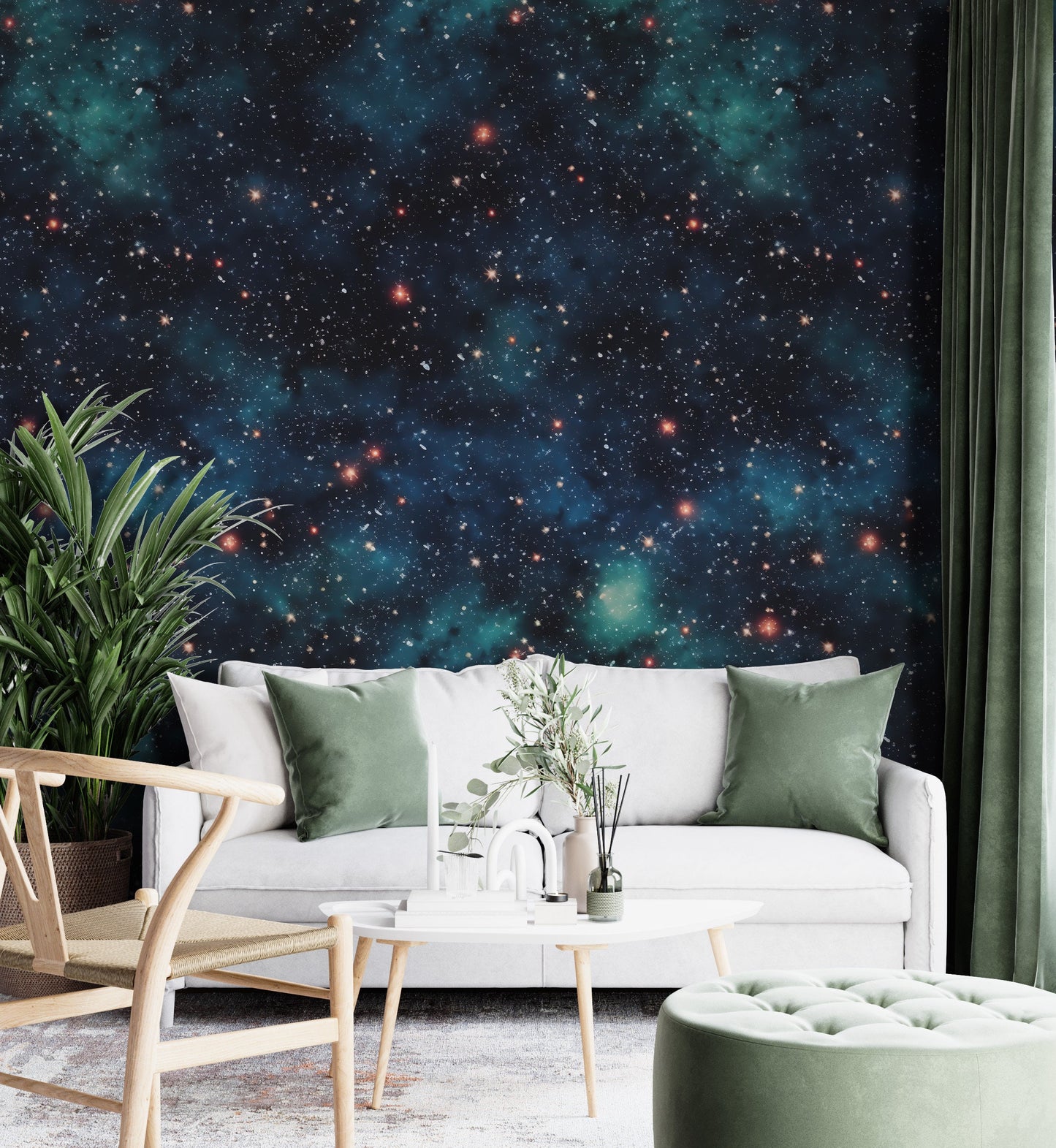 Removable Wallpaper, Black Galaxy Design - Peel & Stick, Reusable, Self Adhesive, 26" Panels, Easy Install, Seamless