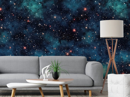 Removable Wallpaper, Black Galaxy Design - Peel & Stick, Reusable, Self Adhesive, 26" Panels, Easy Install, Seamless