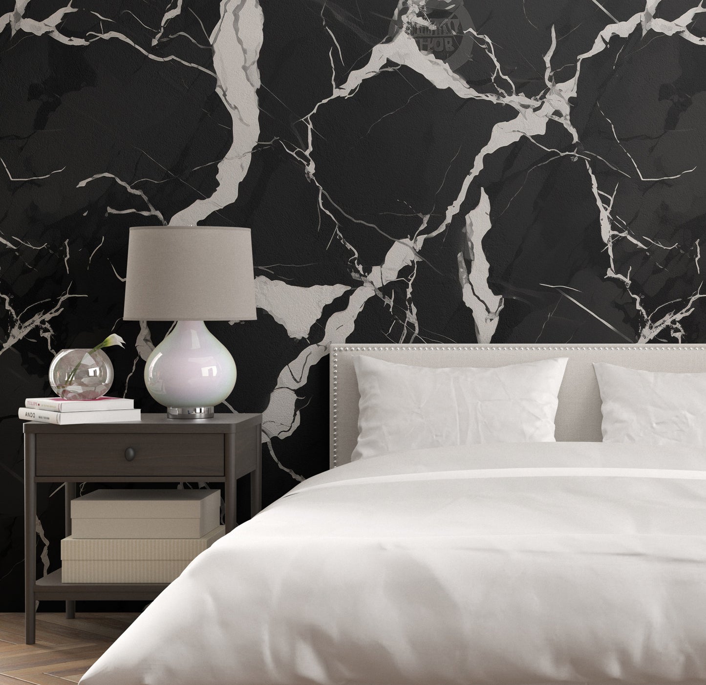 Removable Wallpaper, Black and White Marble - Peel & Stick, Reusable, Self Adhesive, 26" Panels, Easy Install, Seamless