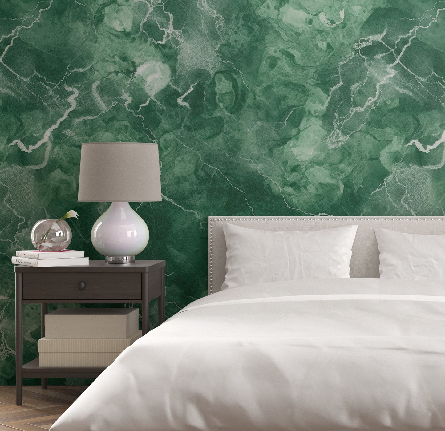 Removable Wallpaper, Green Marble - Peel & Stick, Reusable, Self Adhesive, 26" Panels, Easy Install, Seamless