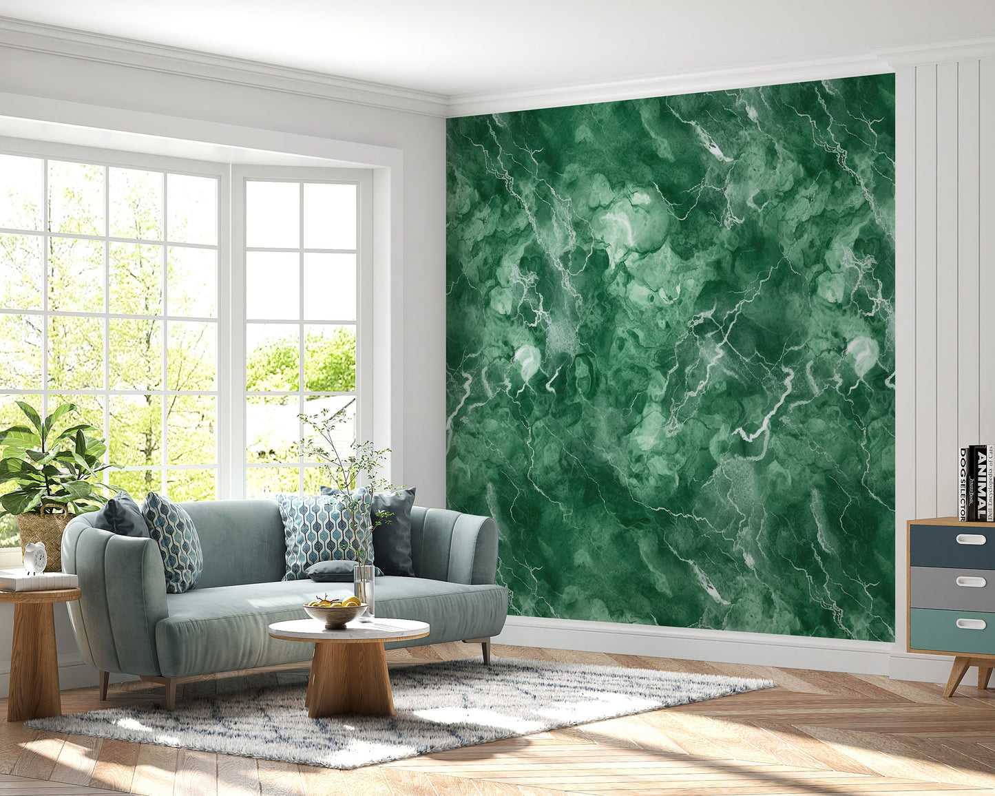 Removable Wallpaper, Green Marble - Peel & Stick, Reusable, Self Adhesive, 26" Panels, Easy Install, Seamless