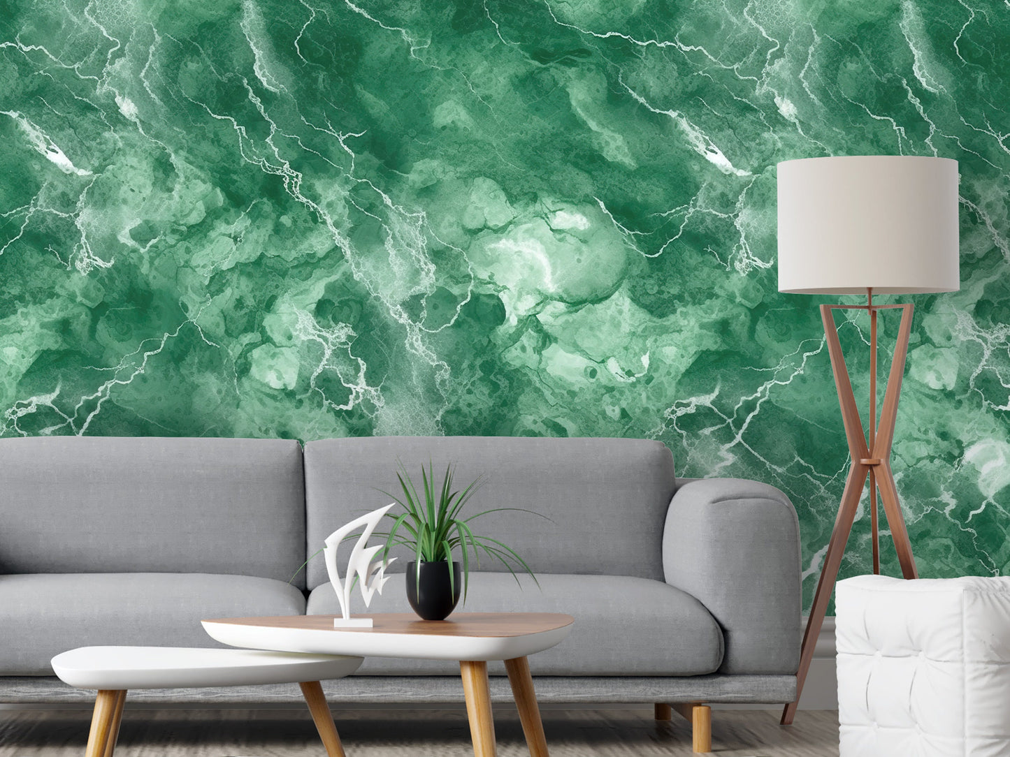 Removable Wallpaper, Green Marble - Peel & Stick, Reusable, Self Adhesive, 26" Panels, Easy Install, Seamless