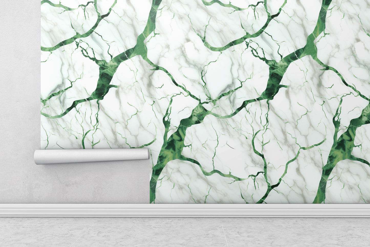 Removable Wallpaper, Green and White Beautiful Marble Design - Peel & Stick, Reusable, Self Adhesive, 26" Panels, Easy Install, Seamless