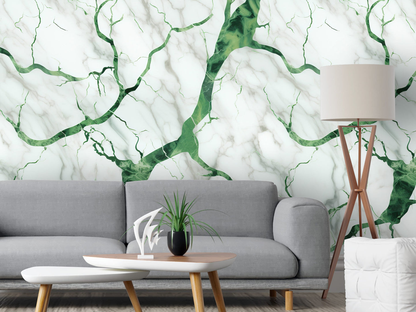 Removable Wallpaper, Green and White Beautiful Marble Design - Peel & Stick, Reusable, Self Adhesive, 26" Panels, Easy Install, Seamless