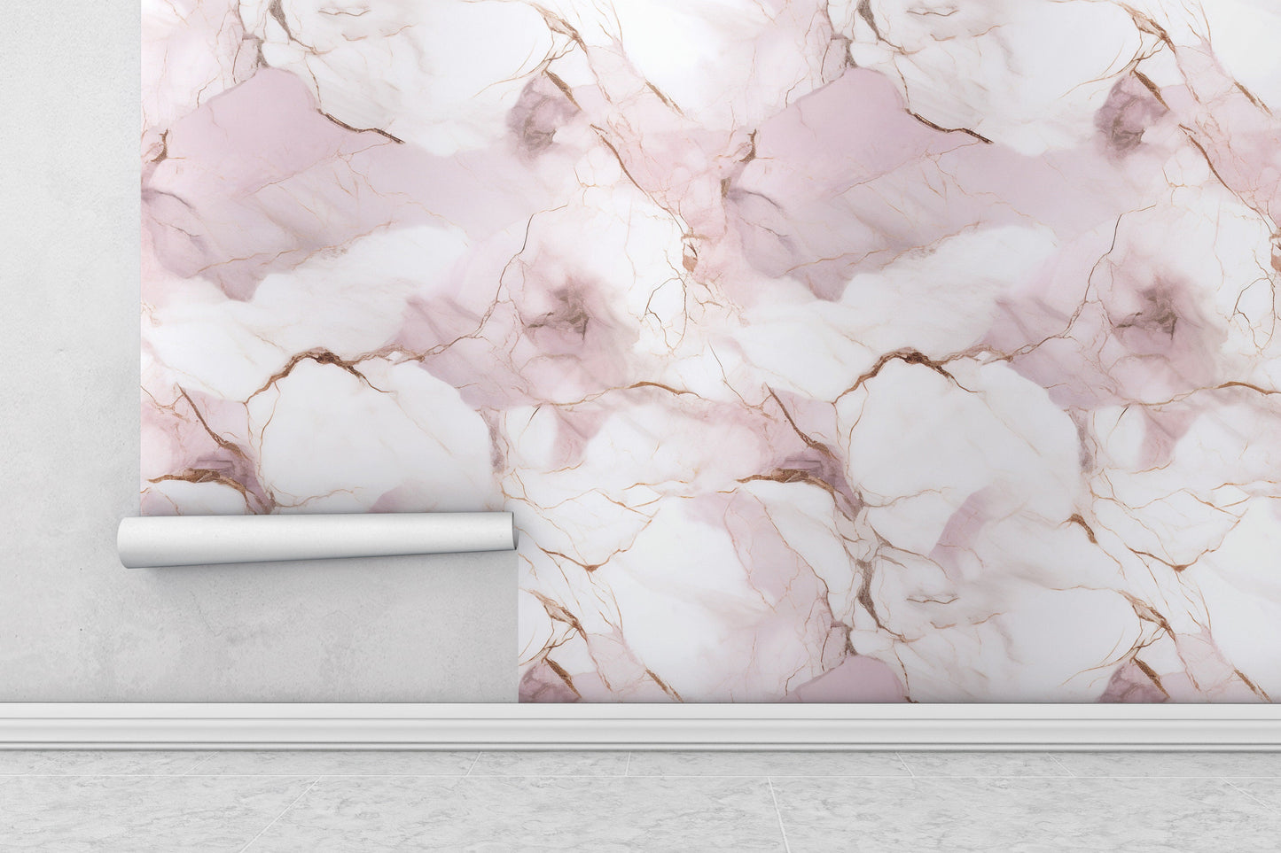 Removable Wallpaper, White and Pink Marble - Peel & Stick, Reusable, Self Adhesive, 26" Panels, Easy Install, Seamless