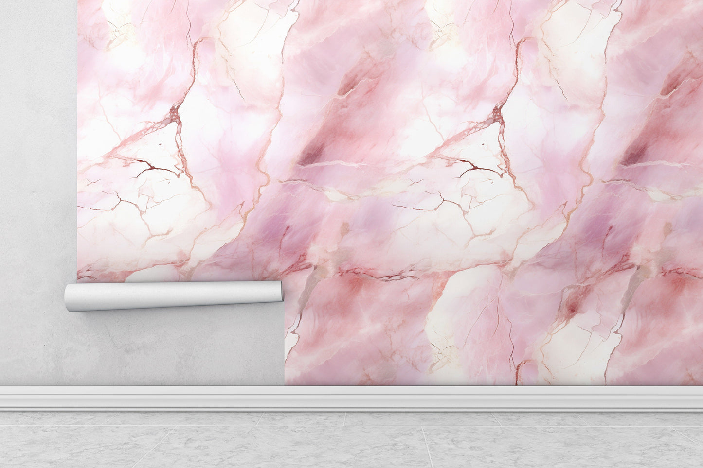 Removable Wallpaper, Pink and White Marble - Peel & Stick, Reusable, Self Adhesive, 26" Panels, Easy Install, Seamless