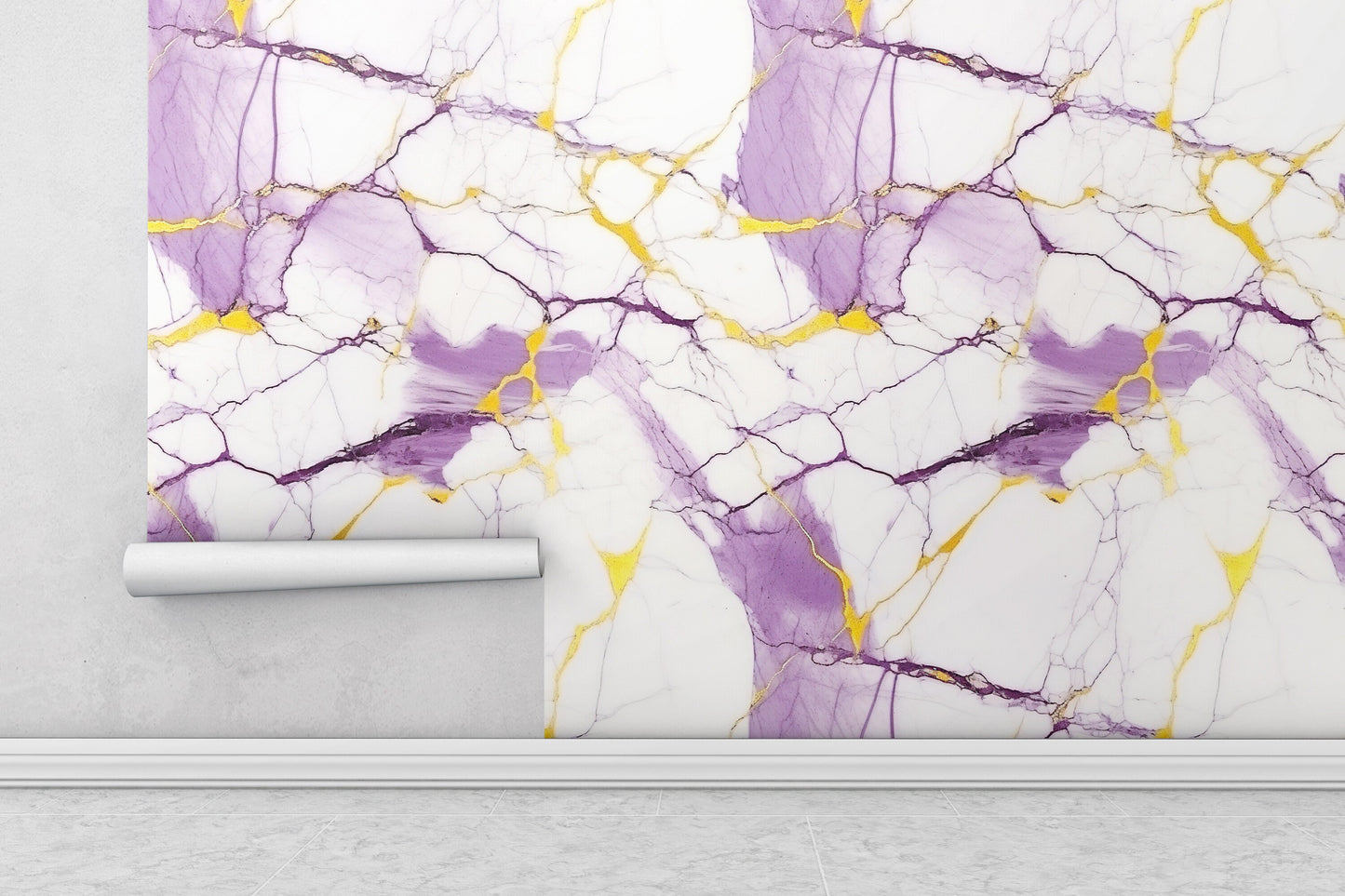 Removable Wallpaper, Purple and White Marble - Peel & Stick, Reusable, Self Adhesive, 26" Panels, Easy Install, Seamless