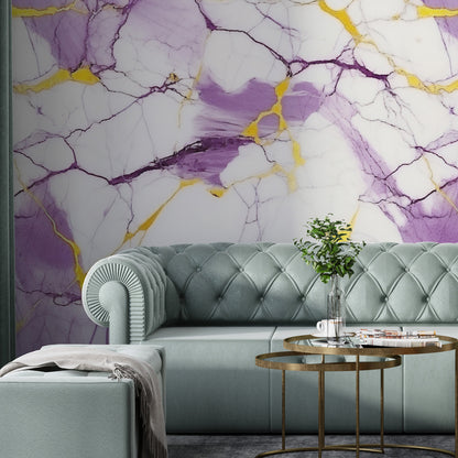 Removable Wallpaper, Purple and White Marble - Peel & Stick, Reusable, Self Adhesive, 26" Panels, Easy Install, Seamless