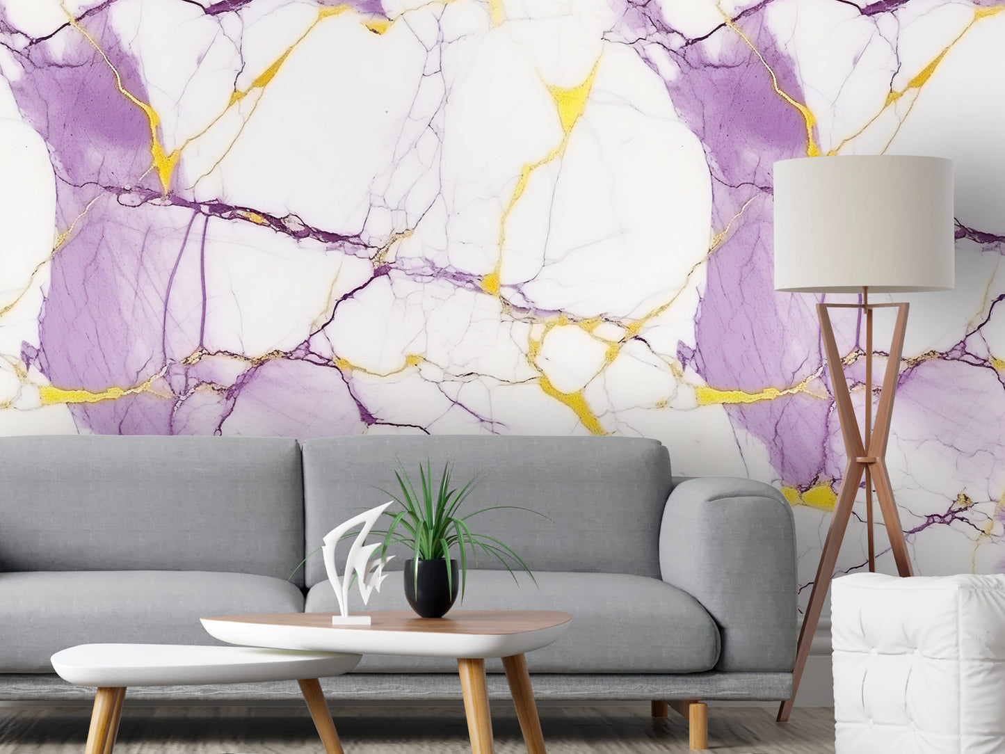 Removable Wallpaper, Purple and White Marble - Peel & Stick, Reusable, Self Adhesive, 26" Panels, Easy Install, Seamless