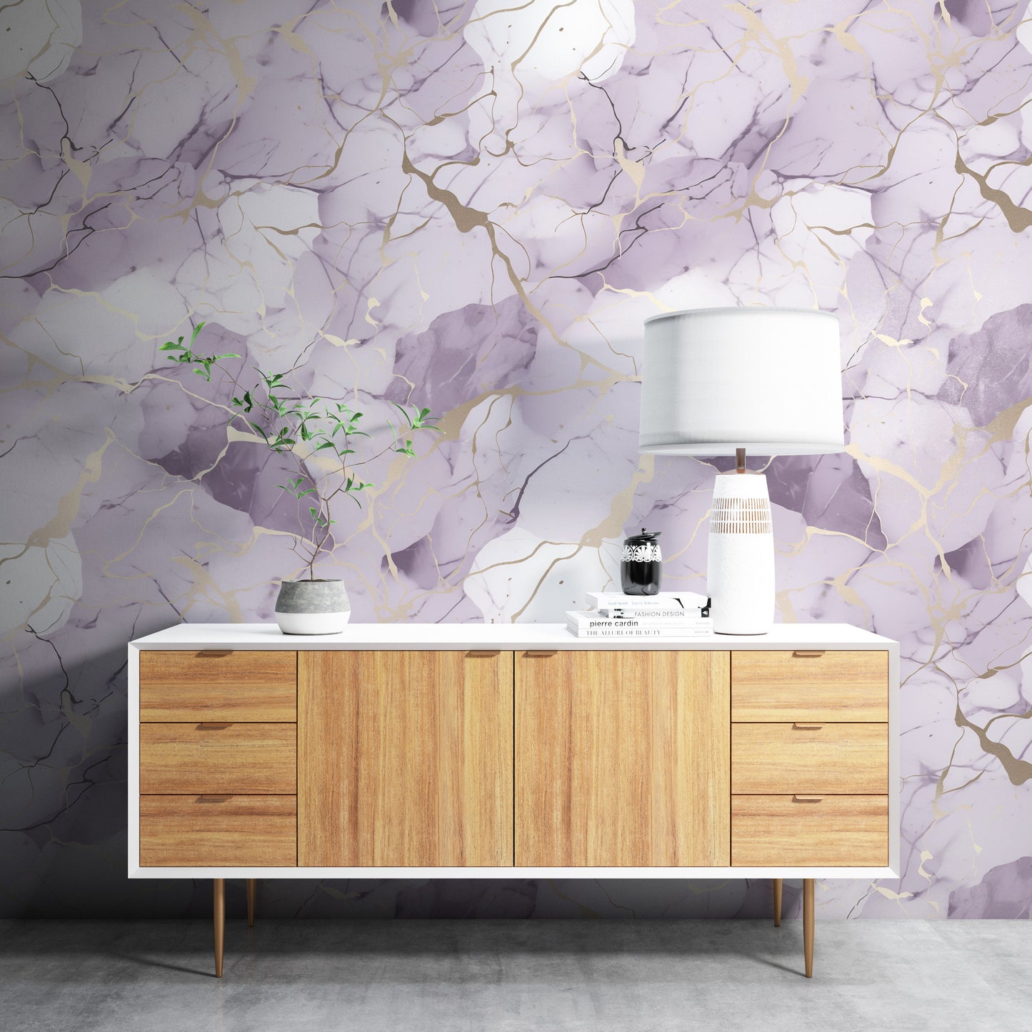 Removable Wallpaper, Purple and Gold Marble - Peel & Stick, Reusable, Self Adhesive, 26" Panels, Easy Install, Seamless