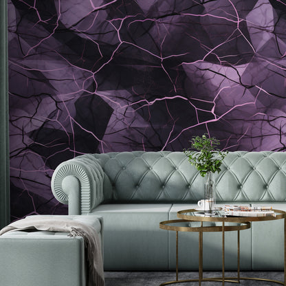 Removable Wallpaper, Black and Purple Marble - Peel & Stick, Reusable, Self Adhesive, 26" Panels, Easy Install, Seamless