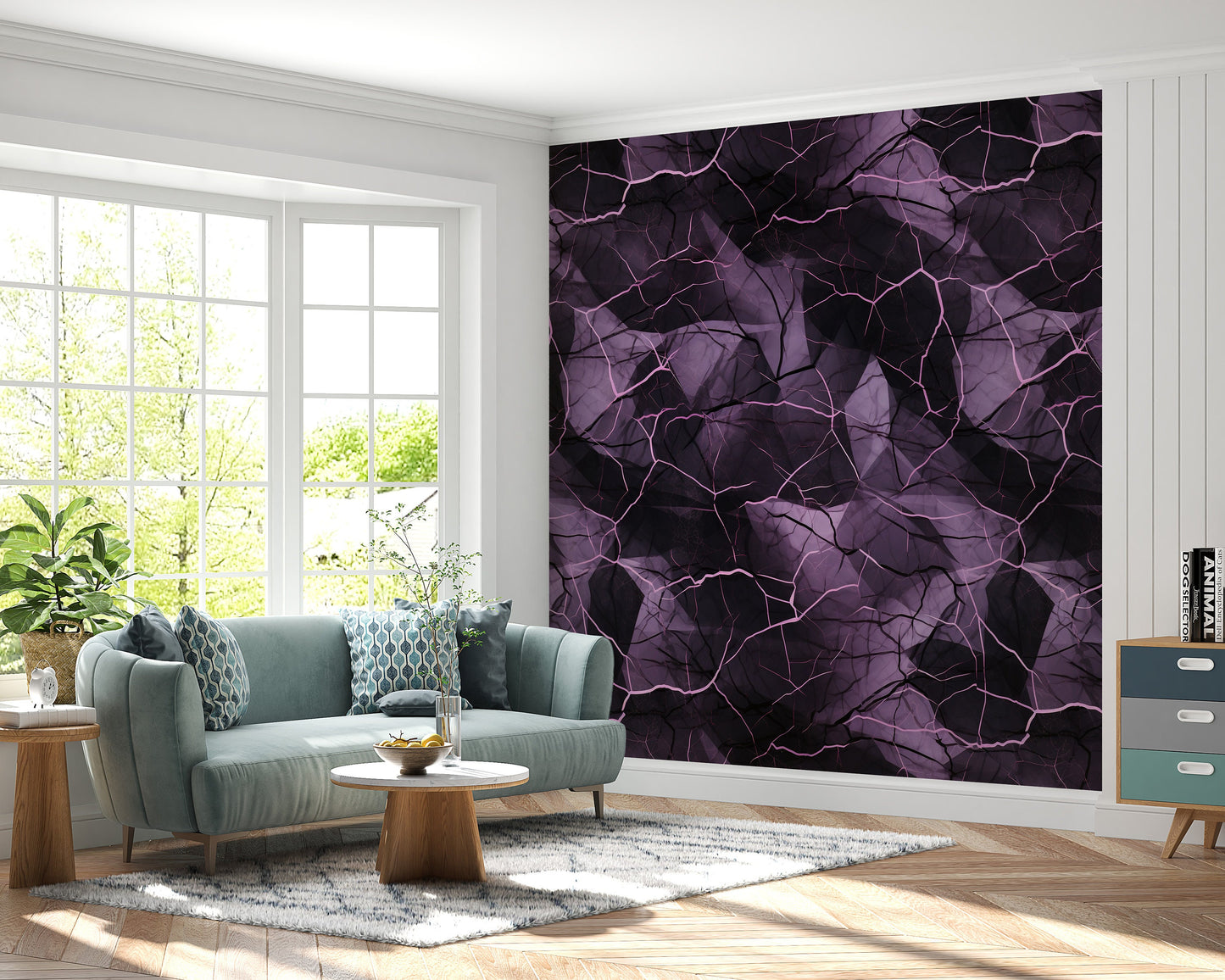 Removable Wallpaper, Black and Purple Marble - Peel & Stick, Reusable, Self Adhesive, 26" Panels, Easy Install, Seamless