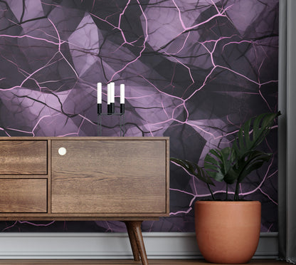 Removable Wallpaper, Black and Purple Marble - Peel & Stick, Reusable, Self Adhesive, 26" Panels, Easy Install, Seamless