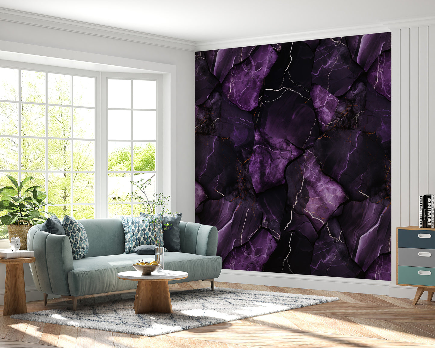 Removable Wallpaper, Black and Dark Purple Marble - Peel & Stick, Reusable, Home Decor  Self Adhesive, 26" Panels, Easy Install, Seamless