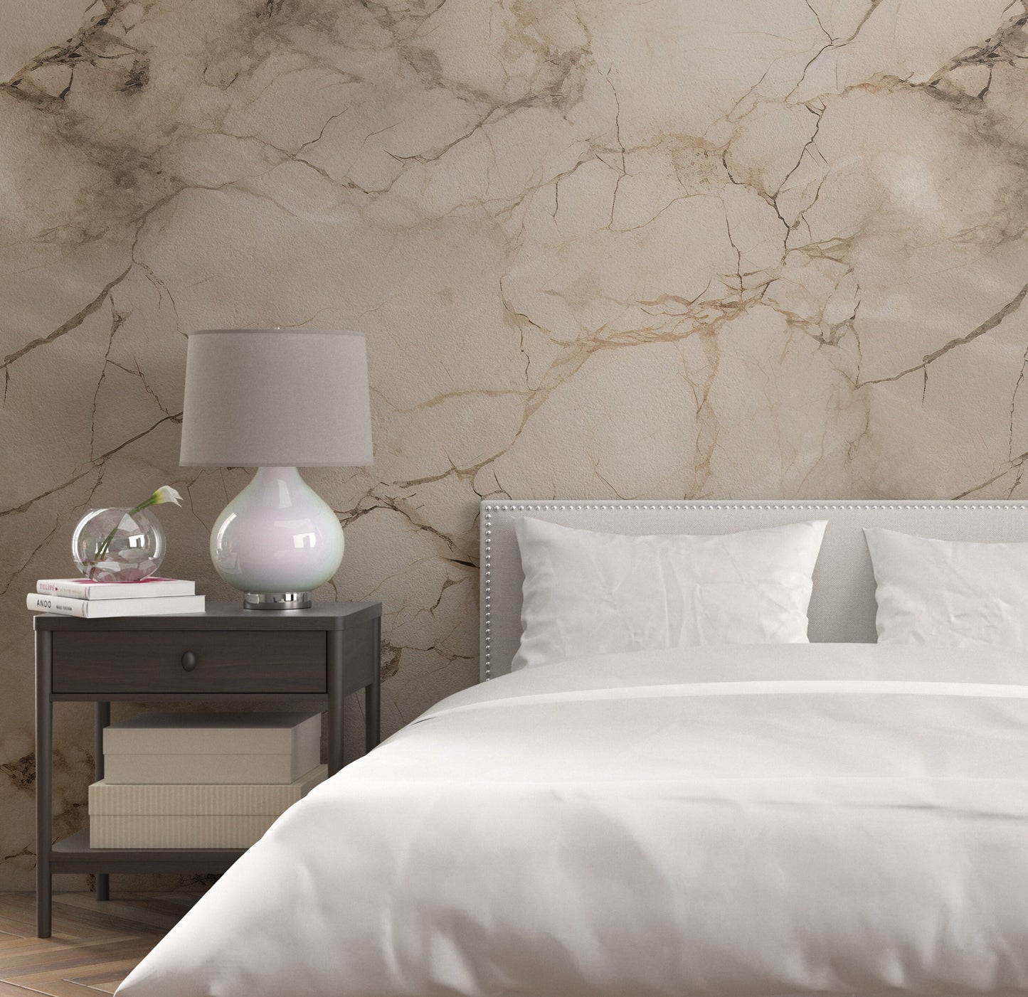 Removable Wallpaper, Beautiful White Marble Design - Peel & Stick, Reusable, Self Adhesive, 26" Panels, Easy Install, Seamless