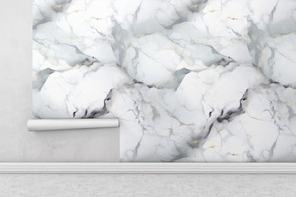 Removable Wallpaper, Marble Design White Marble - Peel & Stick, Reusable, Self Adhesive, 26" Panels, Easy Install, Seamless