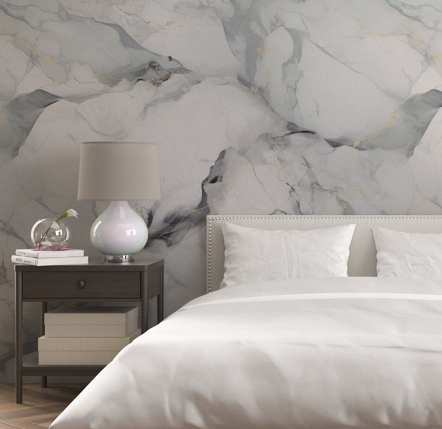 Removable Wallpaper, Marble Design White Marble - Peel & Stick, Reusable, Self Adhesive, 26" Panels, Easy Install, Seamless