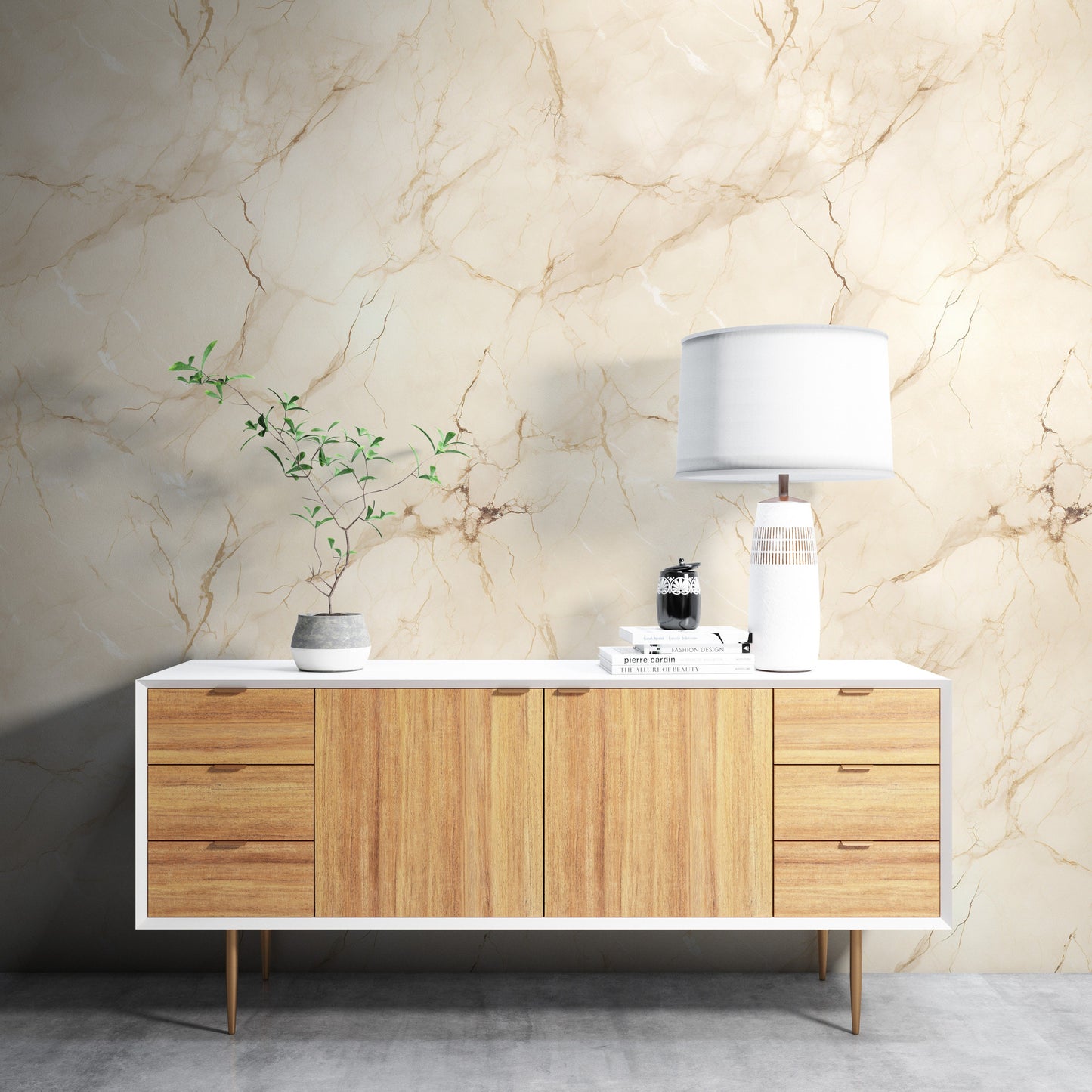 Removable Wallpaper, Marble Design Beautiful Cream Marble - Peel & Stick, Reusable, Self Adhesive, 26" Panels, Easy Install, Seamless