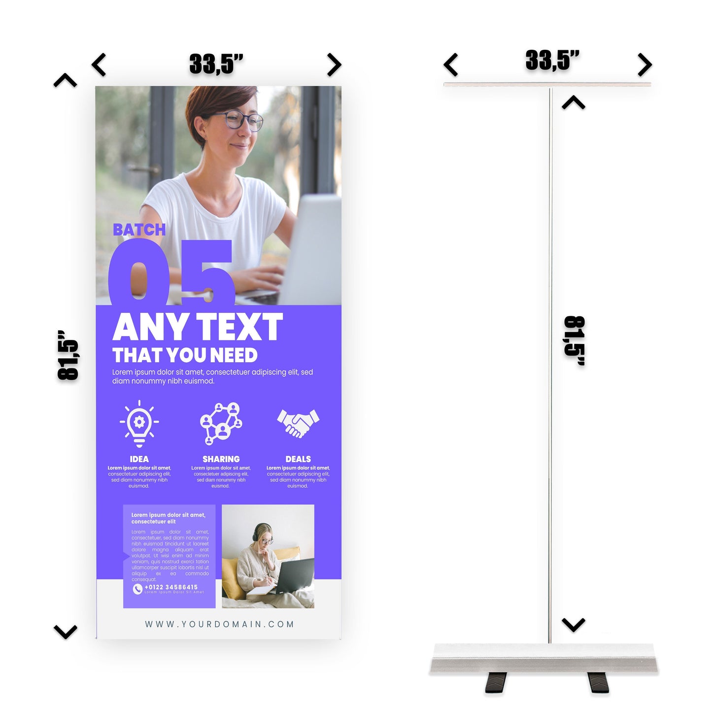 Retractable Banner Stand - P.O.P. Roll Up Banner Display - 81.5" X 33.5" - Banner Sign - Send Message For Custom Order