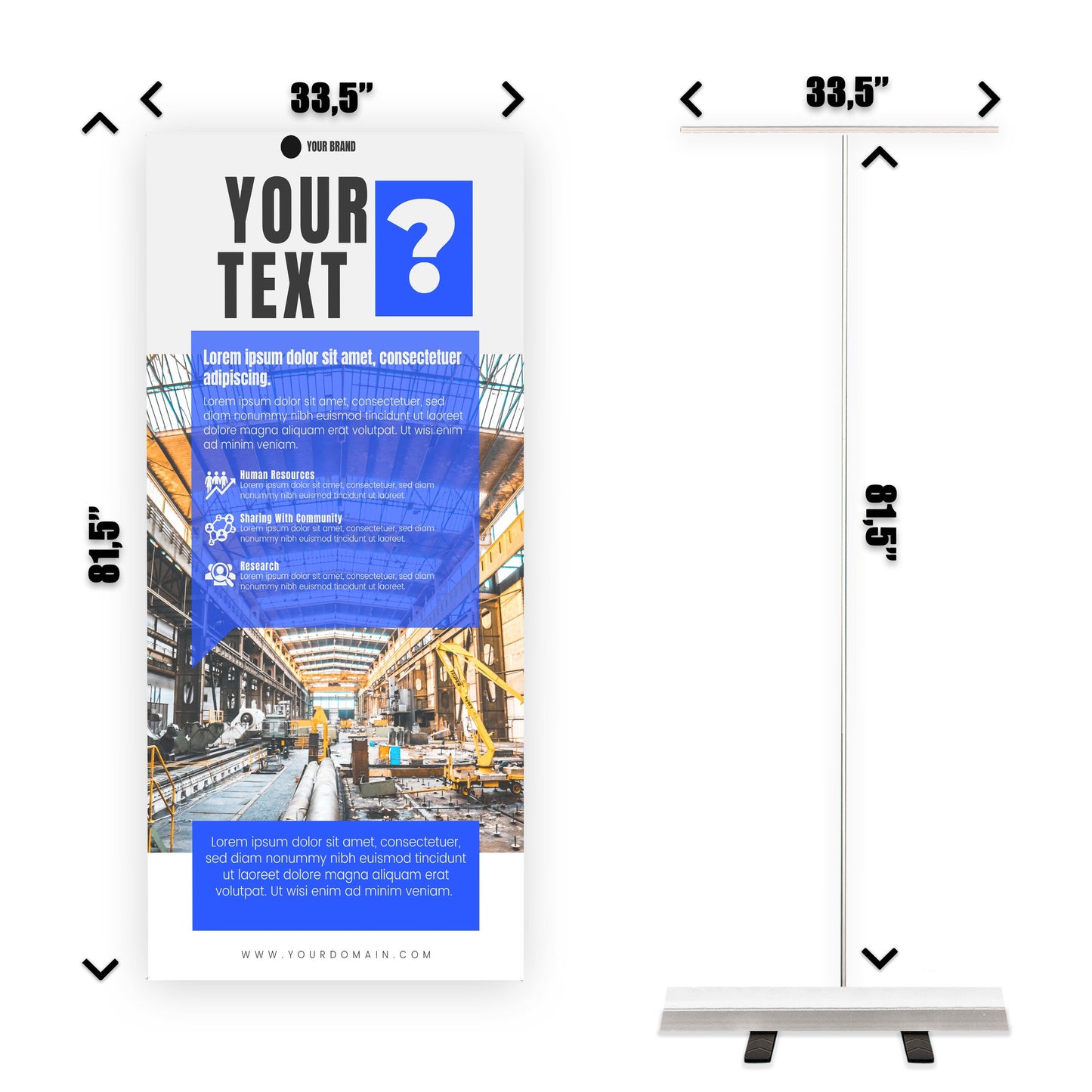 Retractable Banner Stand - P.O.P. Roll Up Banner Display - 81.5" X 33.5" - Banner Sign - Send Message For Custom Order