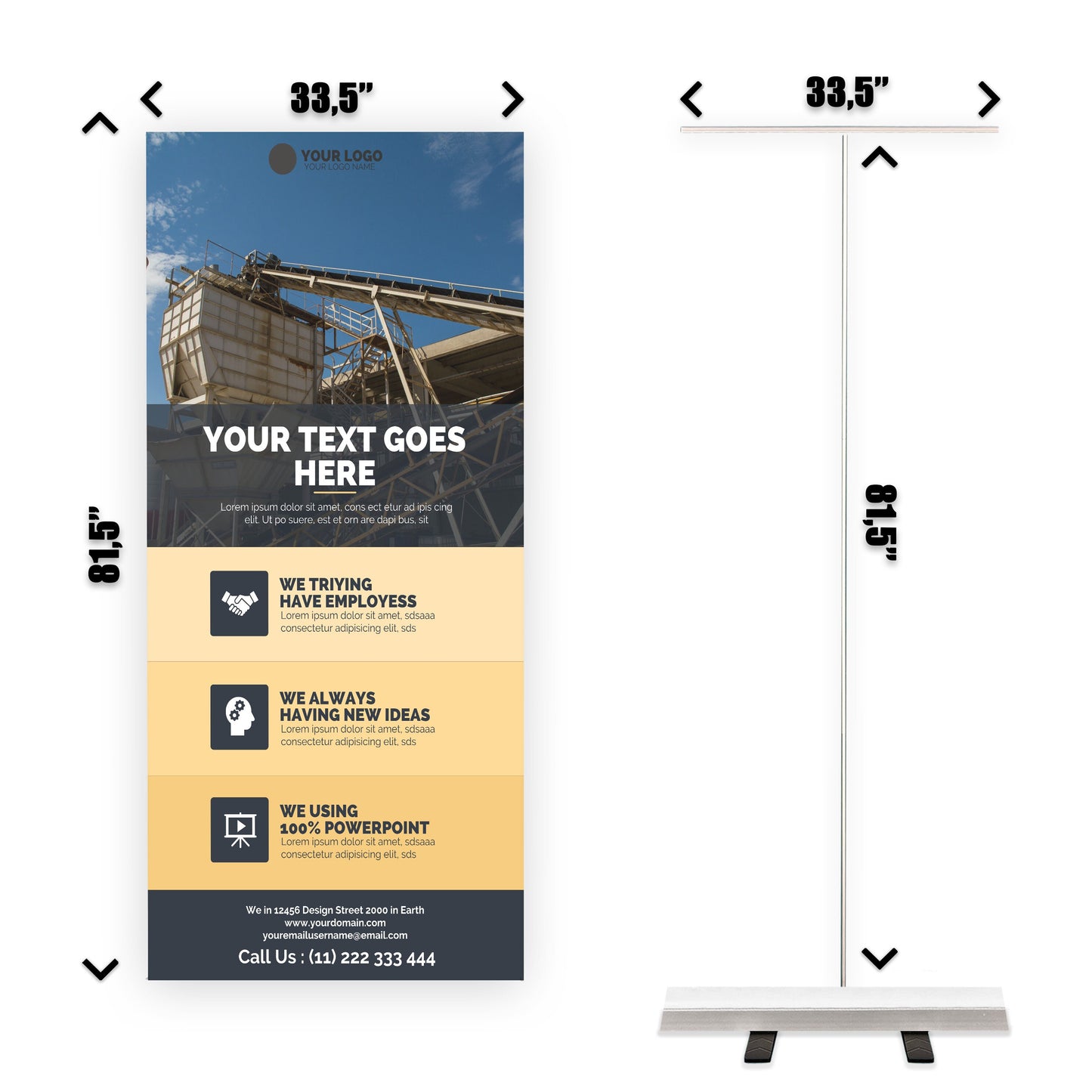 Retractable Banner Stand - P.O.P. Roll Up Banner Display - 81.5" X 33.5" - Banner Sign - Send Message For Custom Order