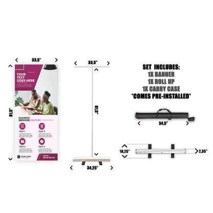 Retractable Banner Stand - P.O.P. Roll Up Banner Display - 81.5" X 33.5" - Banner Sign - Send Message For Custom Order