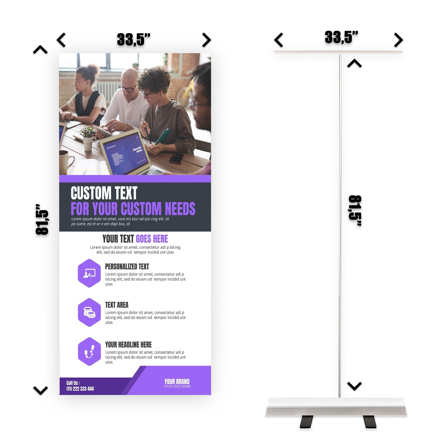 Retractable Banner Stand - P.O.P. Roll Up Banner Display - 81.5" X 33.5" - Banner Sign - Send Message For Custom Order