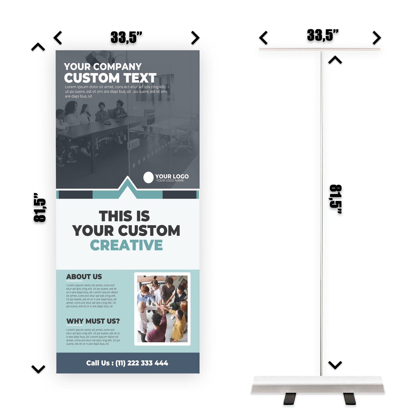 Retractable Banner Stand - P.O.P. Roll Up Banner Display - 81.5" X 33.5" - Banner Sign - Send Message For Custom Order