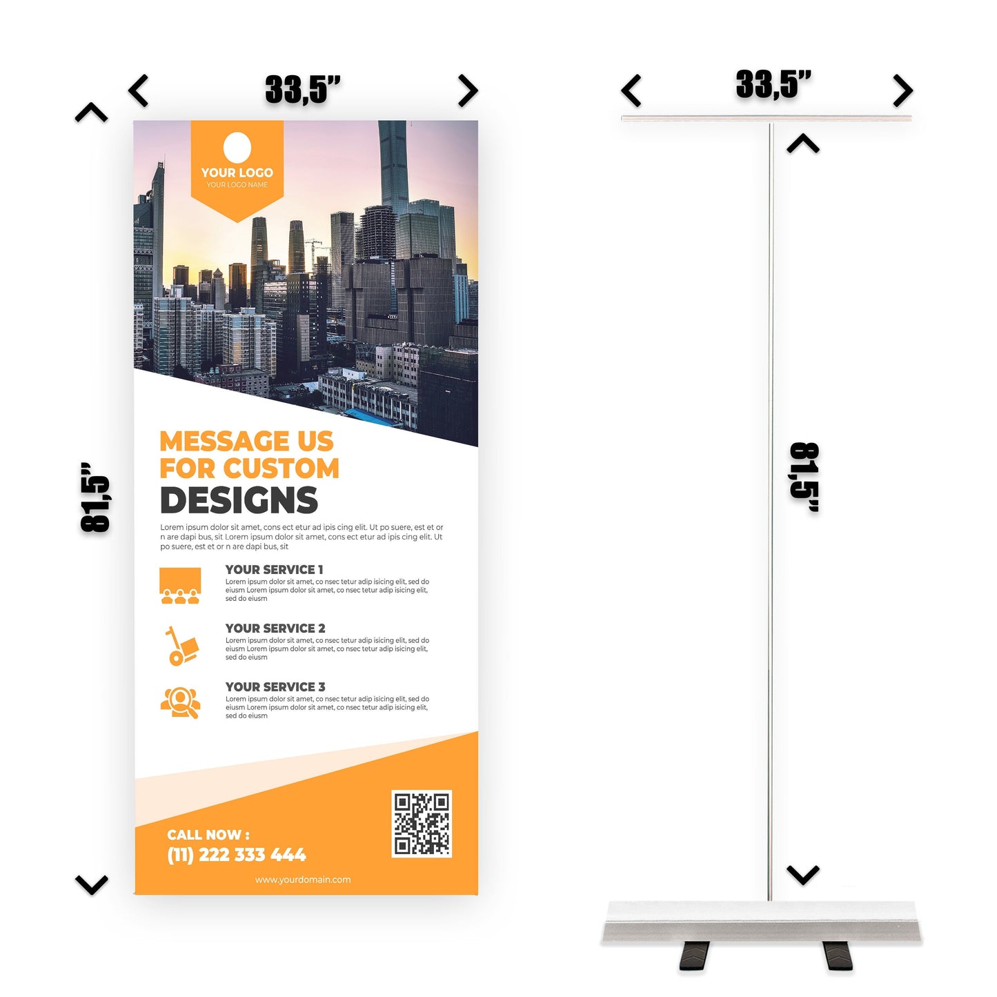 Retractable Banner Stand - P.O.P. Roll Up Banner Display - 81.5" X 33.5" - Banner Sign - Send Message For Custom Order