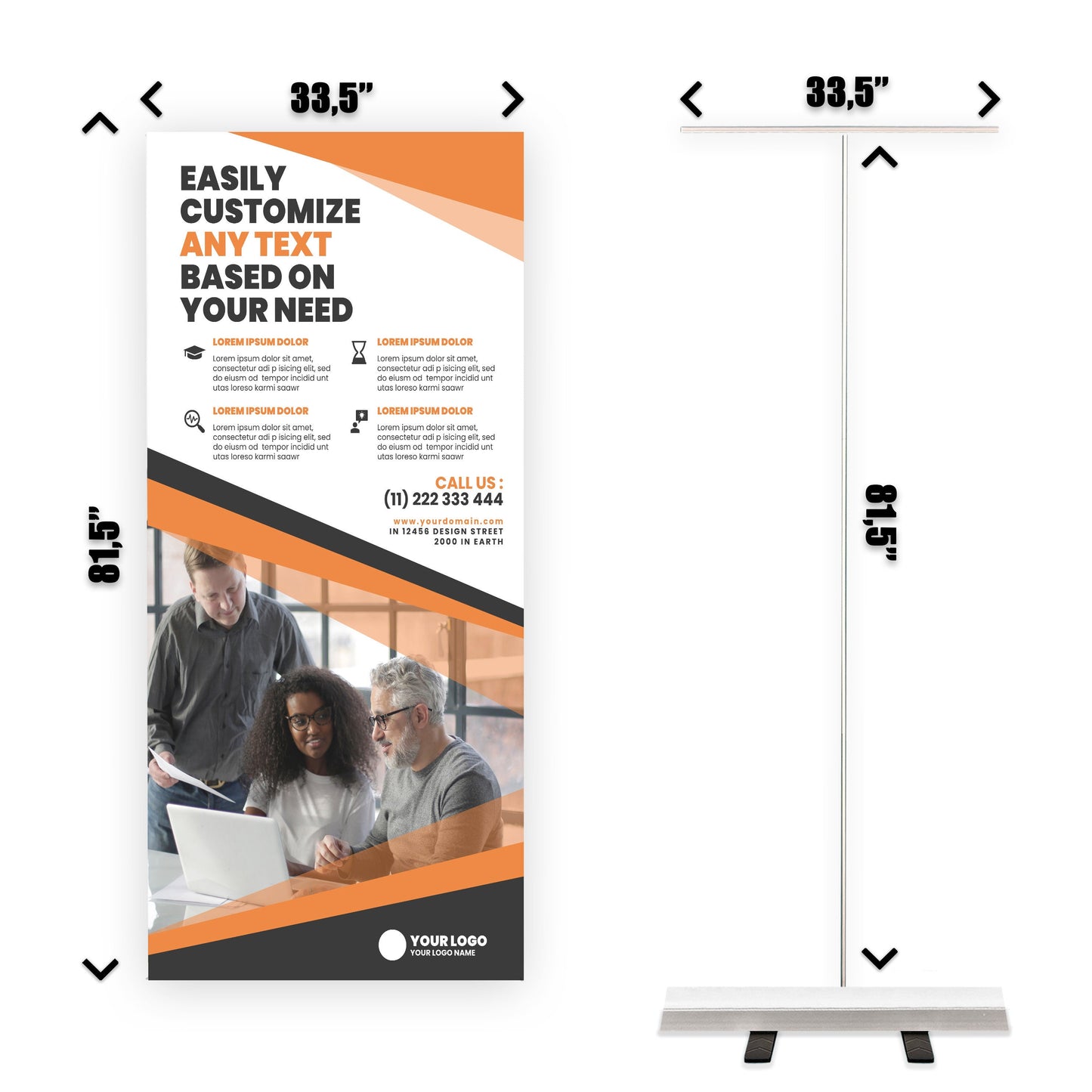 Retractable Banner Stand - P.O.P. Roll Up Banner Display - 81.5" X 33.5" - Banner Sign - Send Message For Custom Order